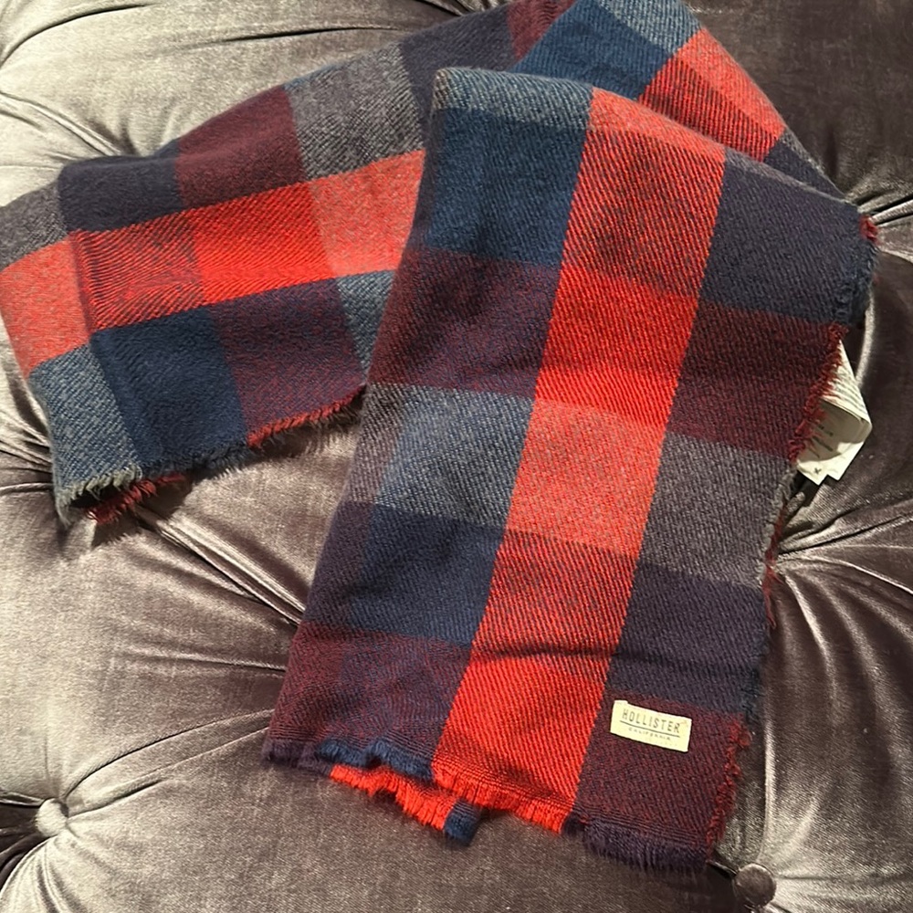 Hollister Red and Blue Plaid Scarf